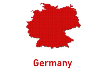 Germany map, map of Germany made of red dot pattern and name.