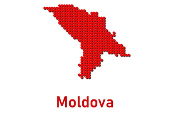 Moldova map, map of Moldova made of red dot pattern and name.