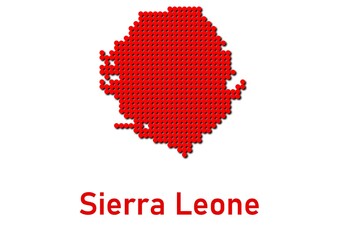 Sierra Leone map, map of Sierra Leone made of red dot pattern and name.