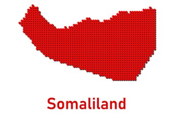 Somaliland map, map of Somaliland made of red dot pattern and name.