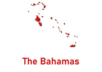 The Bahamas map, map of The Bahamas made of red dot pattern and name.
