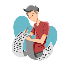 young man making to do list concept