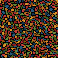 chaotic mosaic tiles. abstract geometric shapes. vector seamless pattern. color illustration. dark repetitive background with spots. fabric swatch. wrapping paper. design template for textile, decor