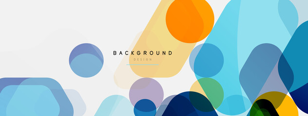 Color bubbles and rounded geometric shapes on white. Vector geometric minimal abstract background for wallpaper, banner, background, landing page