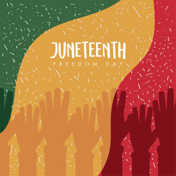 juneteenth freedom day lettering postcard