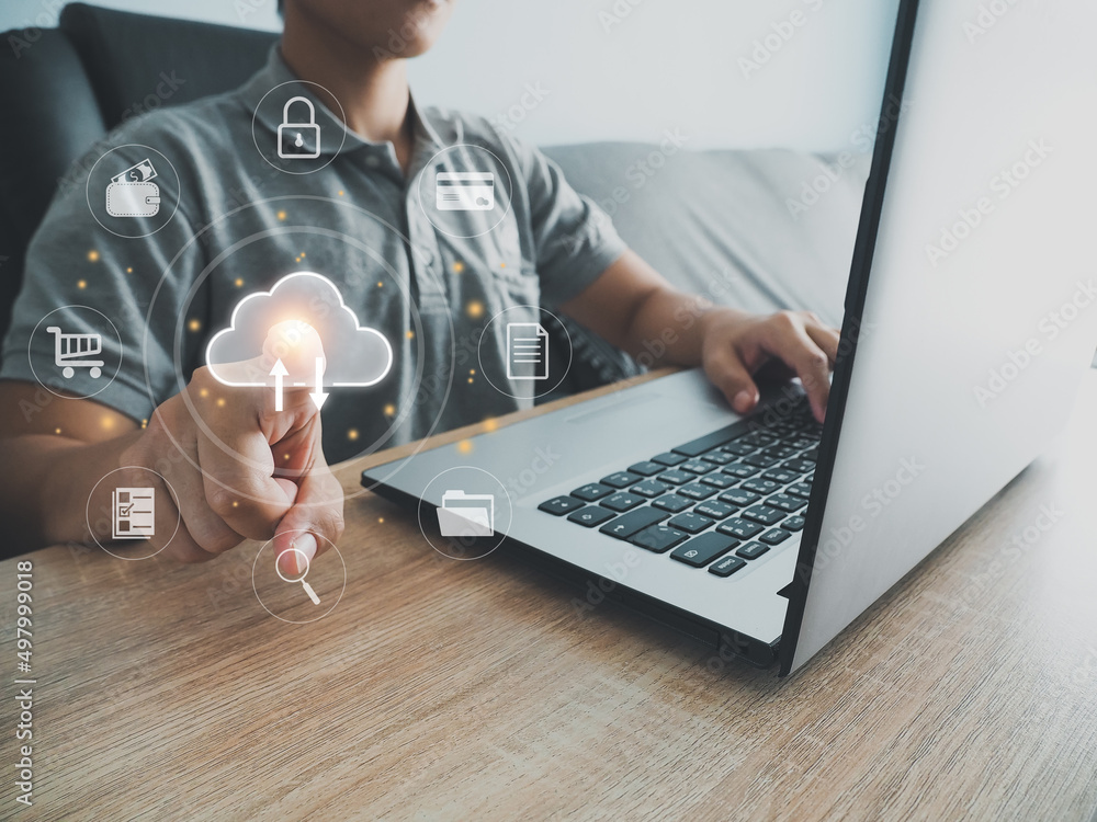 Aufkleber digital cloud backup big database online storage access rights use safety