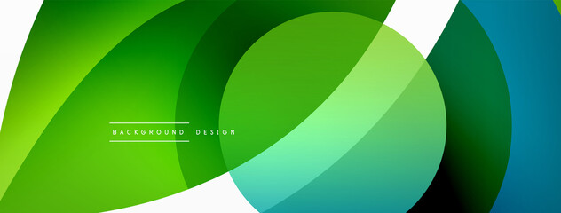 Abstract background with color geometric shapes. Beautiful minimal backdrop with round shapes circles and lines. Geometrical design. Vector illustration