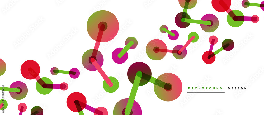 Poster line points connections geometric abstract background. circles connected by lines. trendy techno bus