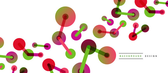 Line points connections geometric abstract background. Circles connected by lines. Trendy techno business template for wallpaper, banner, background or landing