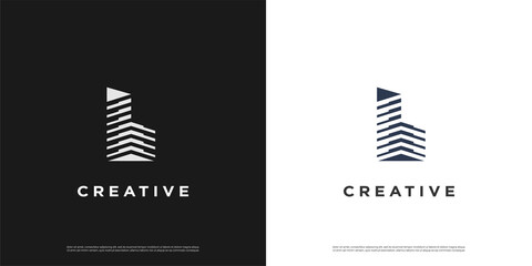 Letter b Buiiding logo design © Galih