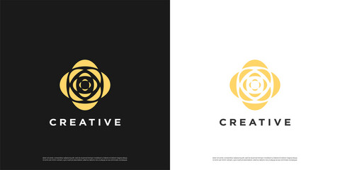 Gold rose flower logo icon design vector illustration