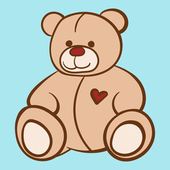 Cartoon lovely Teddy Bear children's toy boy vector line art