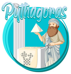 Pythagoras philosopher in cartoon style - obrazy, fototapety, plakaty