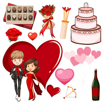 Valentine theme with lovers and cake
