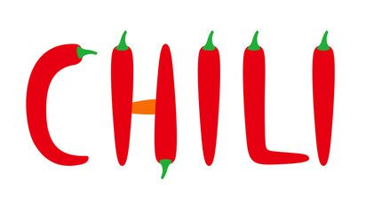 Chili pepper alphabet, vector illustration