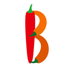 Chili pepper alphabet, vector illustration