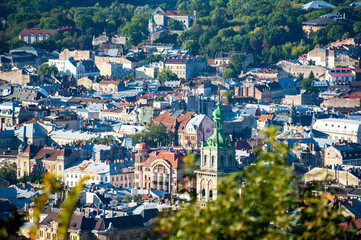 Fototapeta premium Lviv. Ukraine. View of the historic city center.