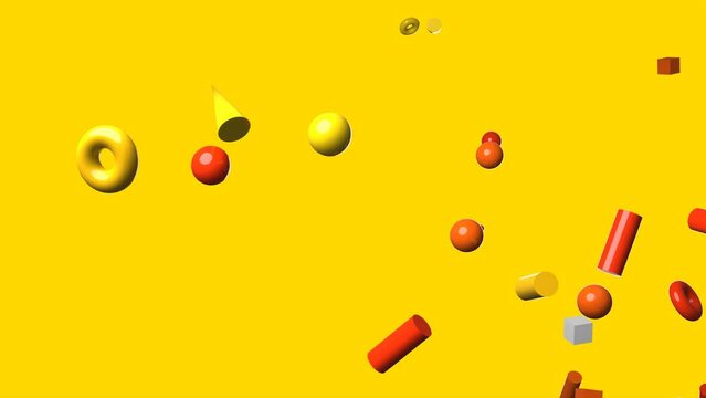 Yellow geometric objects on yellow background.
Confetti animation for background.
