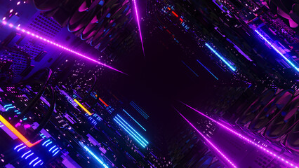 3D illustration Background for advertising and wallpaper in sci fi and technology innovation scene. 3D rendering in decorative concept. © urzine