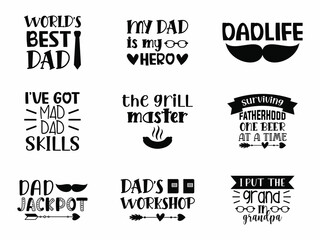 Set of father's day lettering quote