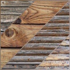 Collage of different wooden textures