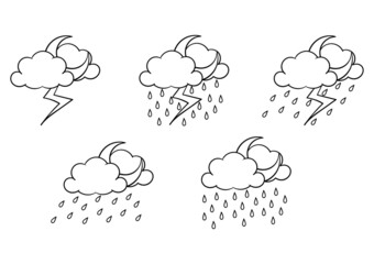 Obraz premium hand drawn weather theme thunderstorm at night