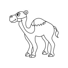 Cute camel cartoon illustration vector, for kids coloring book. 