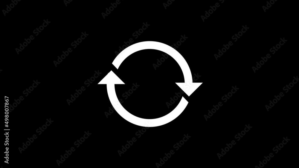 Poster White picture of circular arrow on a black background. arrows for business presentation. Distortion liquid style transition icon for your project. 4K video animation for motion graphics and