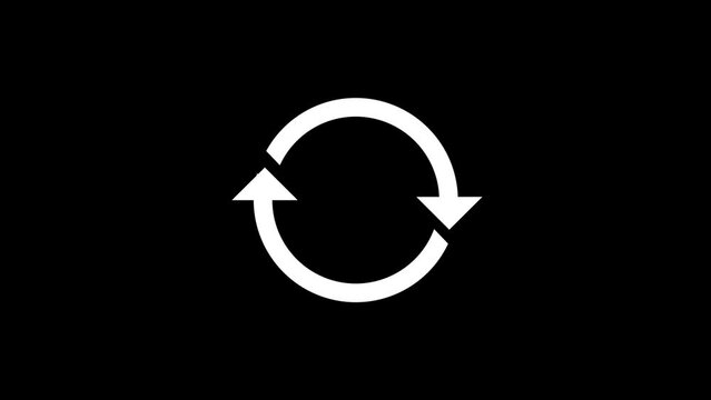 White picture of circular arrow on a black background. arrows for business presentation. Distortion liquid style transition icon for your project. 4K video animation for motion graphics and