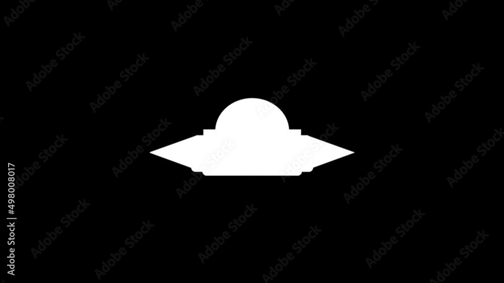 Poster white picture of flying machine on a black background. transport for interplanetary movement. distor