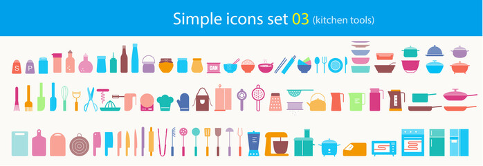 Kitchen tools icon set vector illustration