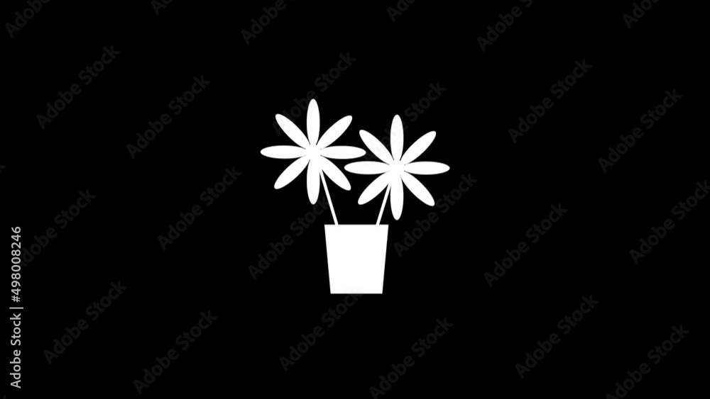 Poster white picture of flowerpot on a black background. flour products. distortion liquid style transition