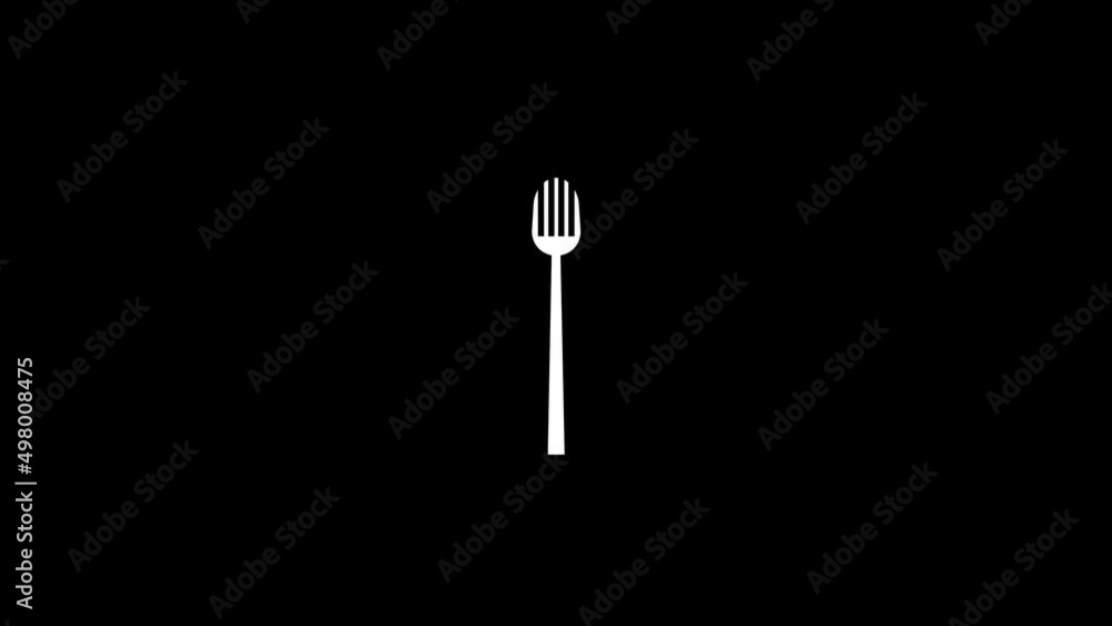 Poster white picture of fork on a black background. for dinner. distortion liquid style transition icon for