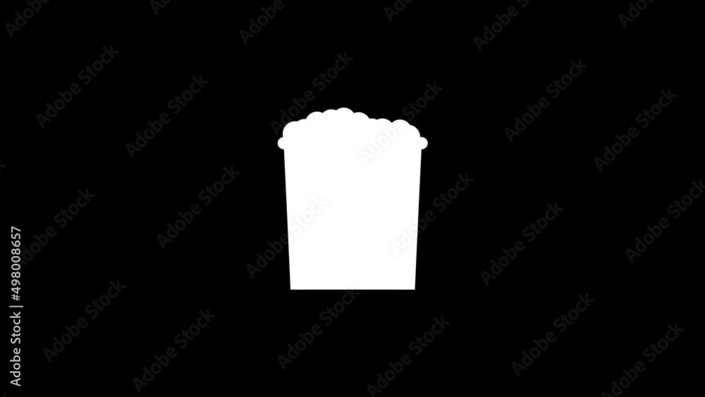 Poster white picture of popcorn on a black background. food for watching a movie. distortion liquid style t