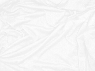 white creased fabric texture background, empty white cloth use as wallpaper. simple wavy t-shirt structure, plain fashion clothes unprinted design. luxury, softness concept background.
