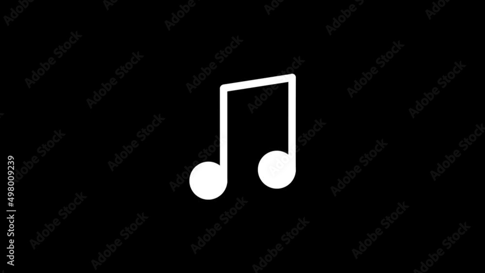 Poster white picture of musical note on a black background. writing music. distortion liquid style transiti