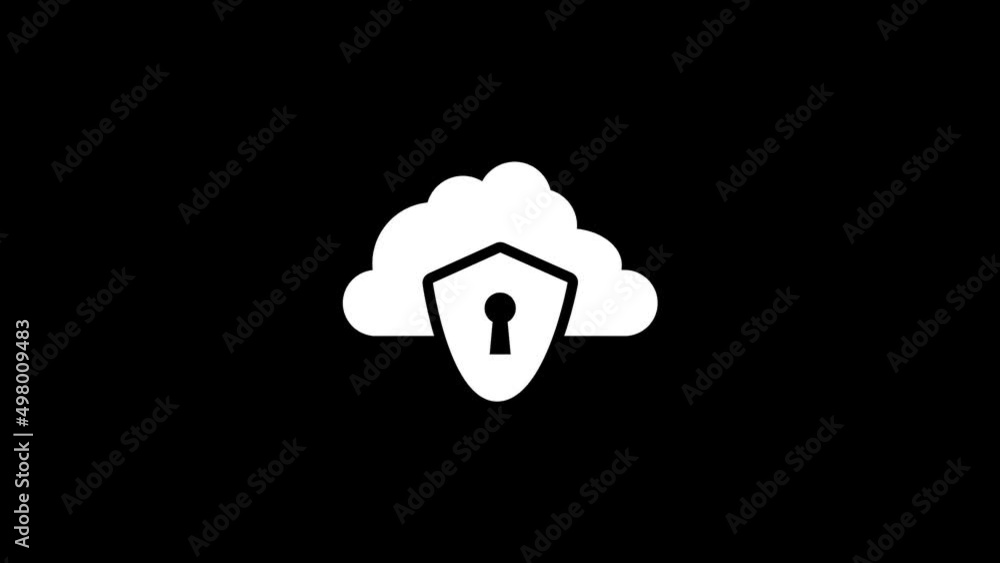 Poster white picture of blocked cloud on a black background. closed user cloud access. distortion liquid st
