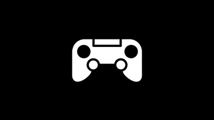 White picture of game joystick on a black background. technique for playing games. Distortion liquid style transition icon for your project. 4K video animation for motion graphics and compositing. - Powered by Adobe