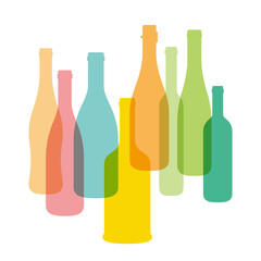 Wine bottle illustration. Vector illustration, white background