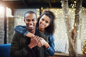 Im never letting this one go. Cropped shot of a happy young couple out on a date.