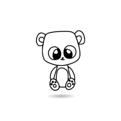 Hand drawn illustration of a cute teddy bear with shadow