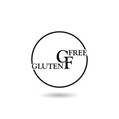 Gluten free word icon with shadow