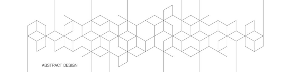 The graphic design element and abstract geometric background with isometric vector blocks for banner template or header © ABCDESIGN