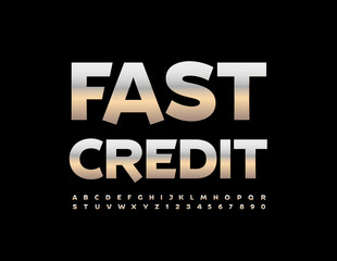 Obraz premium Vector business banner Fast Credit. Silver elegant Font. Metallic modern Alphabet Letters and Numbers set