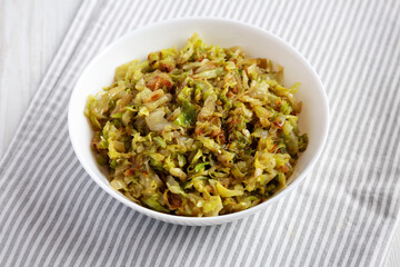Homemade Irish Sauteed Cabbage in a Bowl, side view.