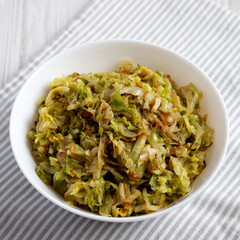 Homemade Irish Sauteed Cabbage in a Bowl, side view.