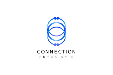 tech abstract gradient line connect logo