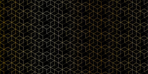 Abstract seamless pattern and geometric background with polygonal golden lines. Stylish vector texture