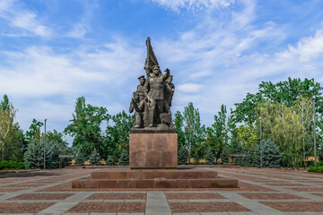 Fototapeta na wymiar Mykolaiv, Ukraine - July 26, 2020: Monument to 68 paratroopers on square named after 68 Paratroopers in Mykolaiv. Memorial of Heroes-commandoes