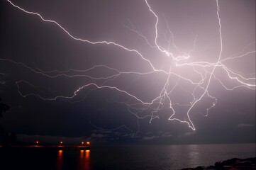 lightning in the night at Nightcliff Darwin Australia